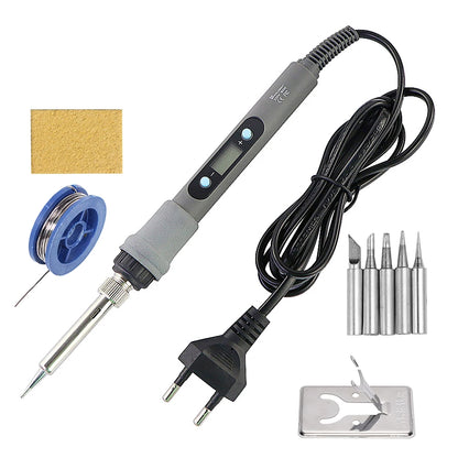 60W/80W Digital Soldering Iron - LCD Adjustable Temperature Welding Repair Tool with Solder Tips