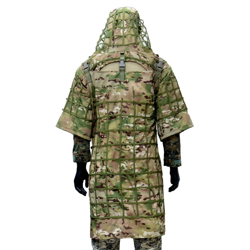Ghillie Suit Set | Camouflage Hunting Poncho, Base, Cape & Sniper Viper Hood for Airsoft & Paintball
