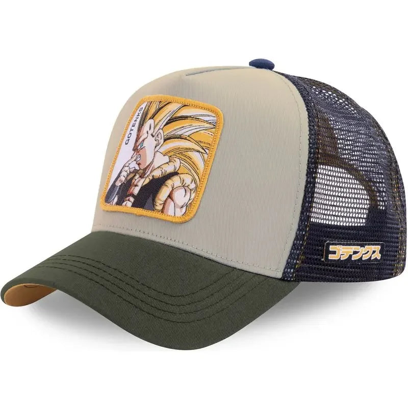 Dragon Ball Son Goku Trucker Cap - Embroidered Adjustable Mesh Sun Visor Hat for Men Summer Travel