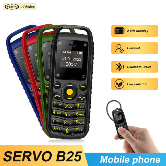 SERVO B25 Super Mini Mobile Phone – Dual SIM, Magic Voice, Bluetooth, Blacklist, Alarm Clock, 2G Feature Cellphone