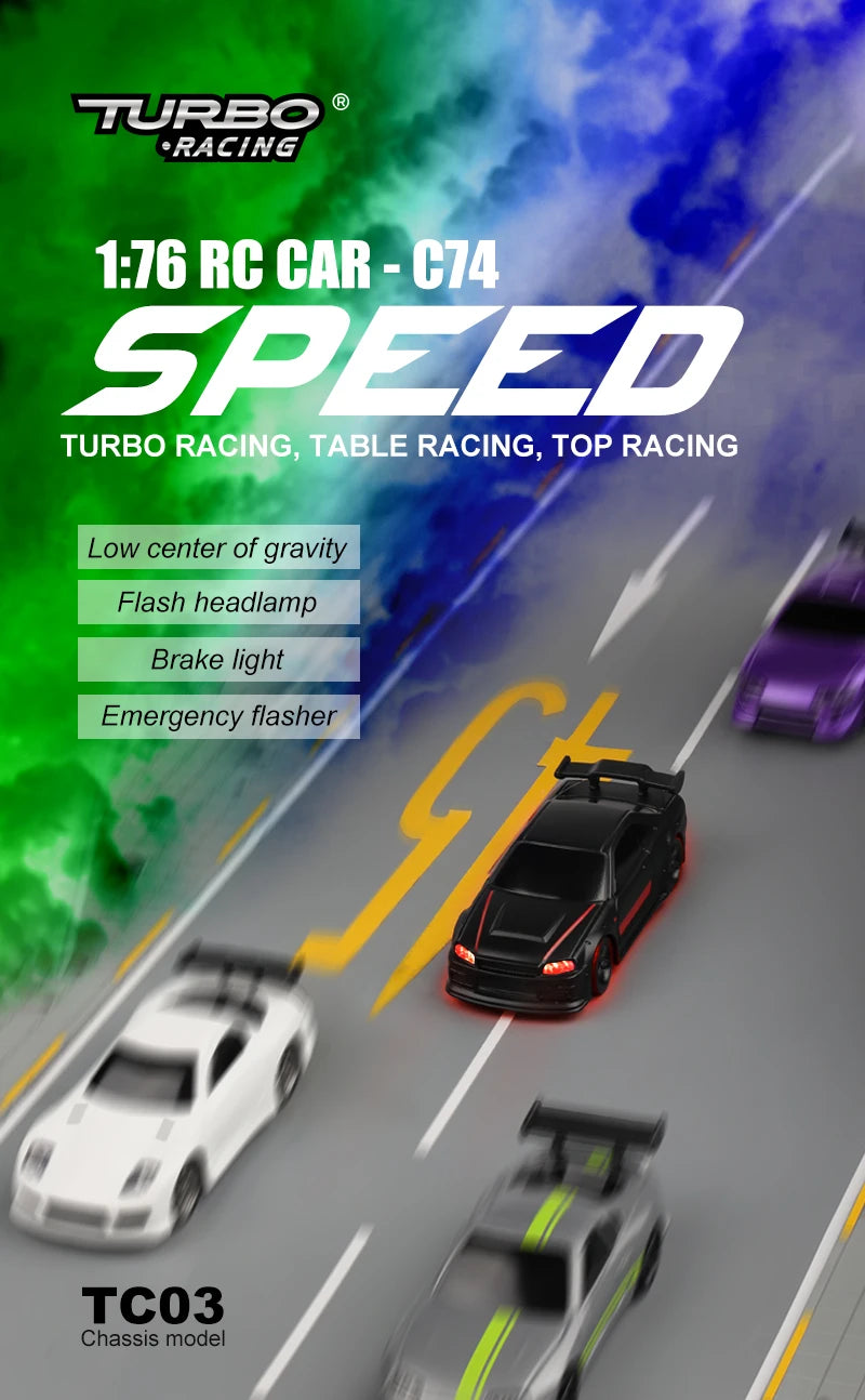 Turbo Racing 1:76 RC Drift Car | C64/C72/C73/C74 with Gyro & Full Remote Control for Kids & Adults
