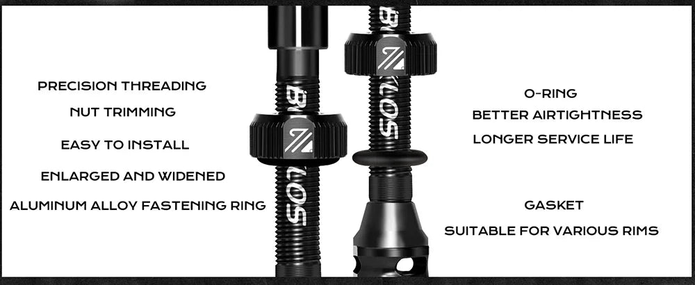 BUCKLOS Tubeless Presta Valve 40–100mm — CNC Aluminum Alloy Bike Valve for Road & MTB