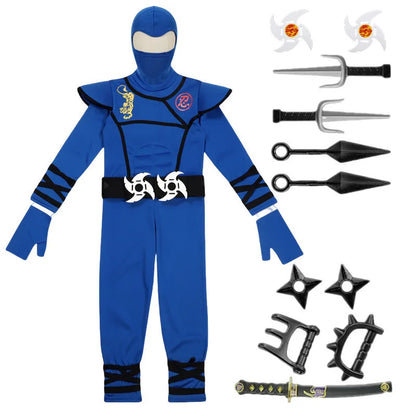 Kids Ninja Costume - Masked Warrior Anime Roleplay Outfit for Boys & Girls, Halloween Party Dress-Up Costume