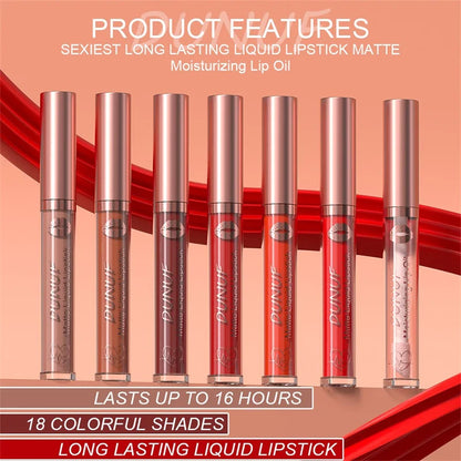 Matte Velvet Dark Red Brown Lip Gloss – Long-Lasting Waterproof Liquid Lipstick with Natural Moisturizer & Transparent Lip Oil