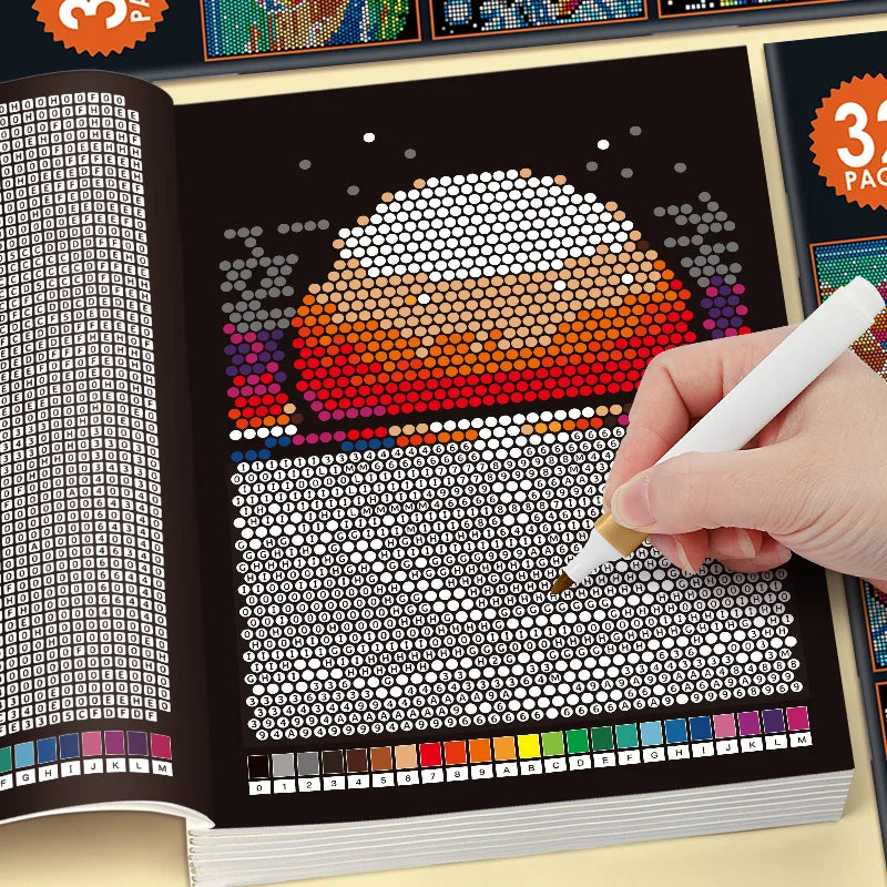 Mysterious Mosaic Color by Number Book - 32 Pages Pixel Art Coloring with Cute Animals & Scenery for Adult Stress Relief