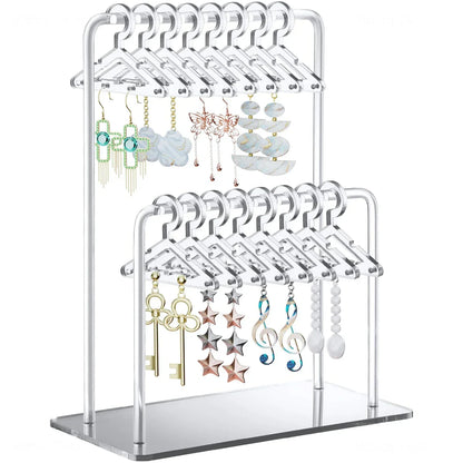 16pcs Hanger-Shaped Jewelry Holders – Personalized Earring Display Racks & Organizer Stands