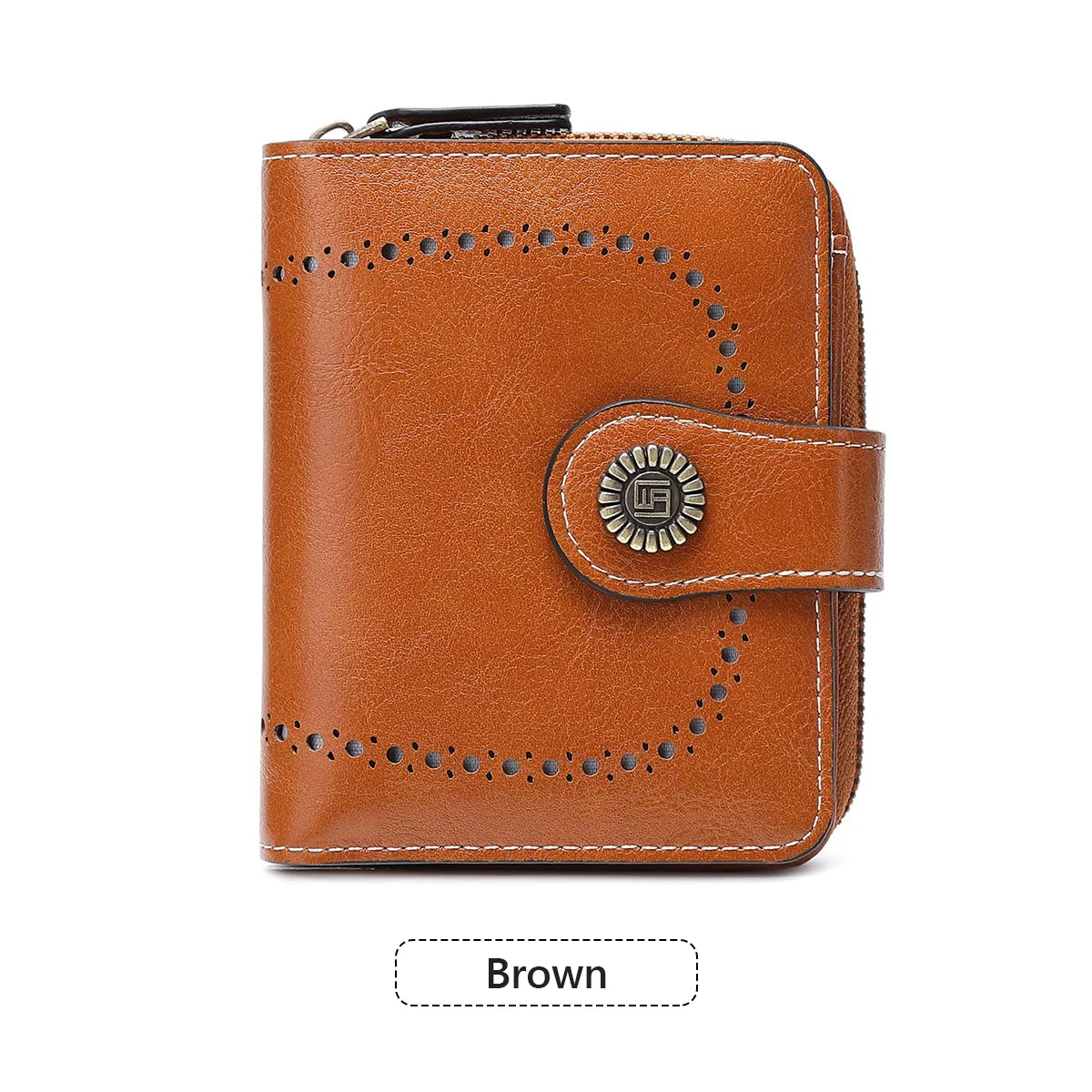 Retro Hollow-Out Short Purse for Women – Multi-Card Zipper Wallet, European & American Fashion Design
