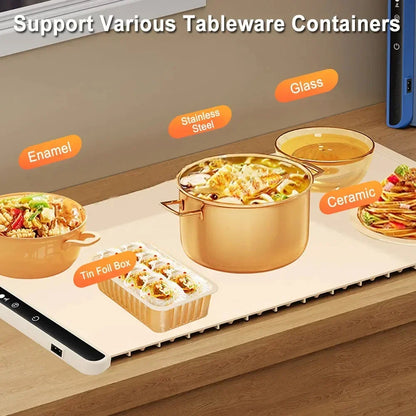 Electric Warming Tray – Foldable Silicone Food Warmer Plate, Fast Heating Portable Mat for Parties