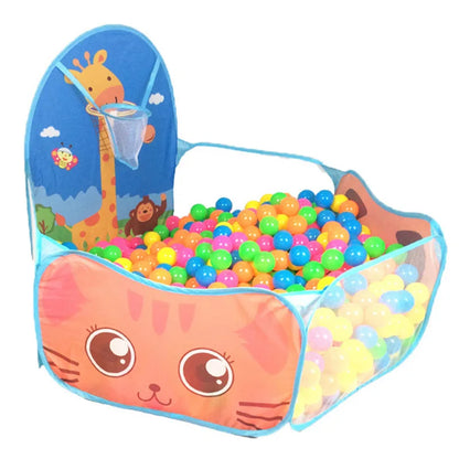 120cm Kids Playpen & Playground Tent – Baby Ball Pool with Basketball Hoop, Portable Indoor & Outdoor Toy House