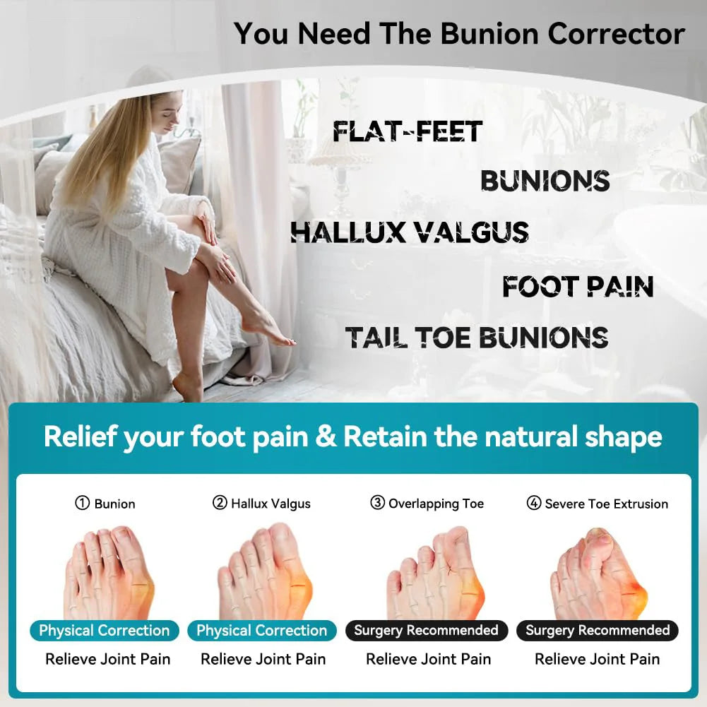 Adjustable Hallux Valgus Bunion Corrector — Big Toe Separator & Foot Straightener Sock for Pedicure & Thumb Correction