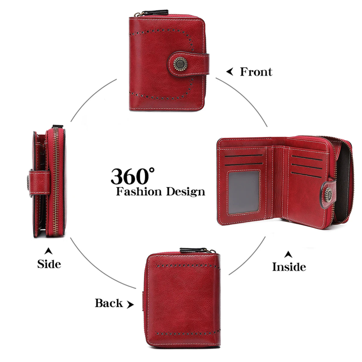 Retro Hollow-Out Short Purse for Women – Multi-Card Zipper Wallet, European & American Fashion Design