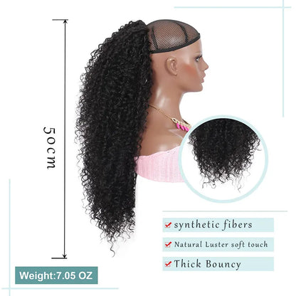 Afro Kinky Curly Drawstring Ponytail Extension - Synthetic Heat Resistant Hair Piece for African Women