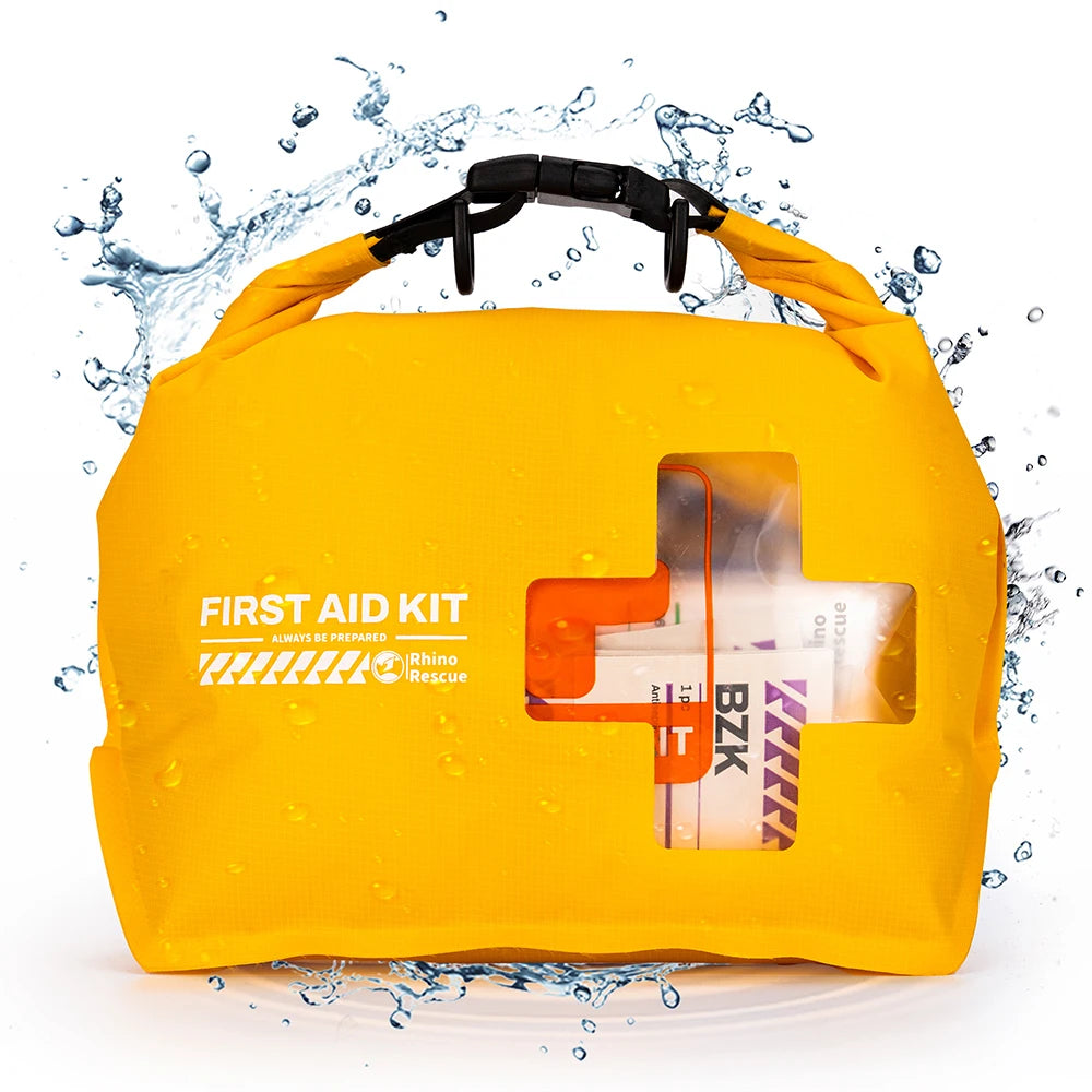 RHINO RESCUE Waterproof First Aid Kit — Lightweight Dry Bag with Emergency Survival Supplies for Outdoor Kayaking, Swimming & Boating