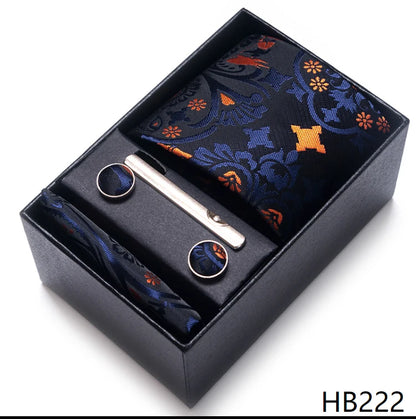 Men’s Tie and Pocket Square Gift Set – 2023 Mixed Colors Paisley Necktie in Box, Wedding Suit Accessory