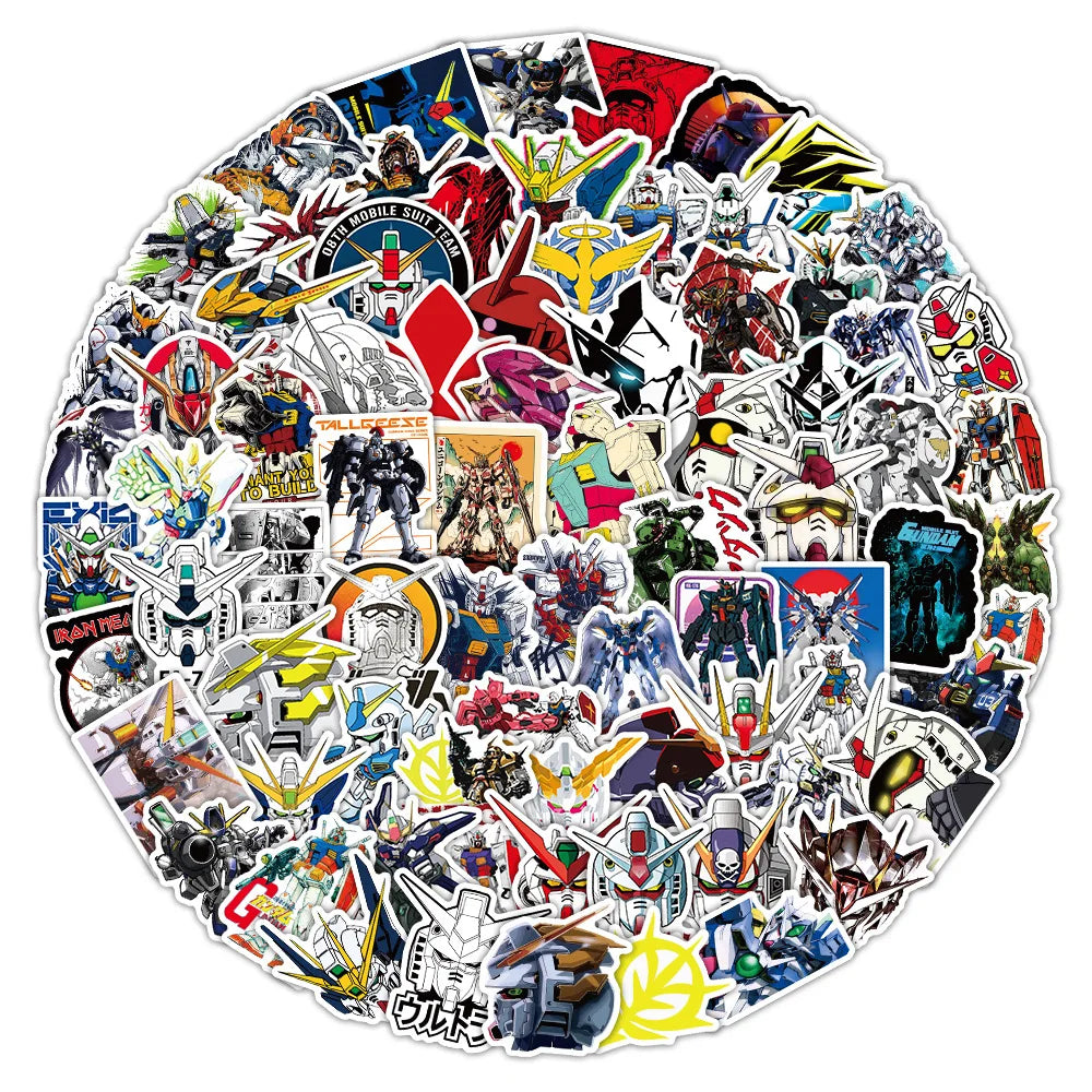 105-Piece Mobile Suit Gundam Stickers - Waterproof Cartoon Graffiti Decals for Laptops, Phones, Water Bottles and Guitars
