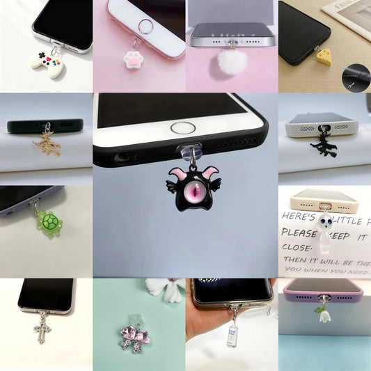 Cute Phone Dust Plug Set - Multi-Style Game Controller & Ghost Design Type-C Charging Port Protection Accessories