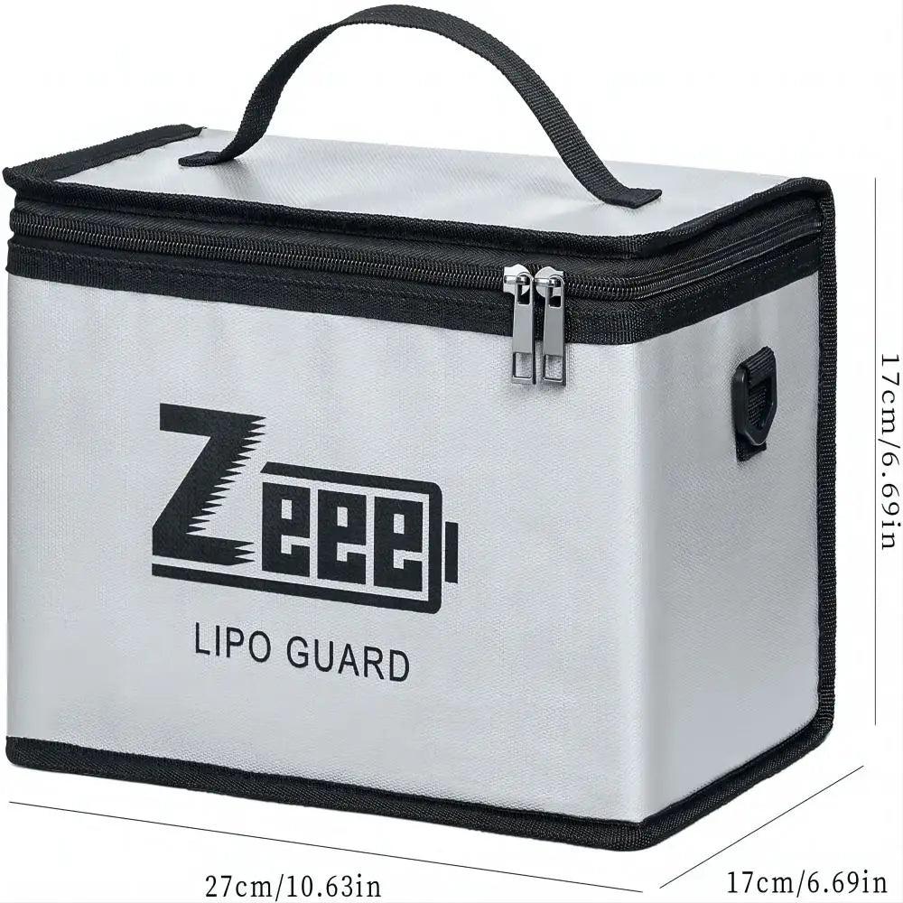 Zeee LiPo Safety Bag — 10-Cell Fireproof Adjustable Battery Storage Pouch, Large Capacity Safe Charging Guard Bag