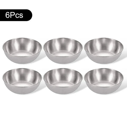 3/6-Piece Stainless Steel Sauce Dishes – Appetizer & Spice Serving Plates for Kitchen