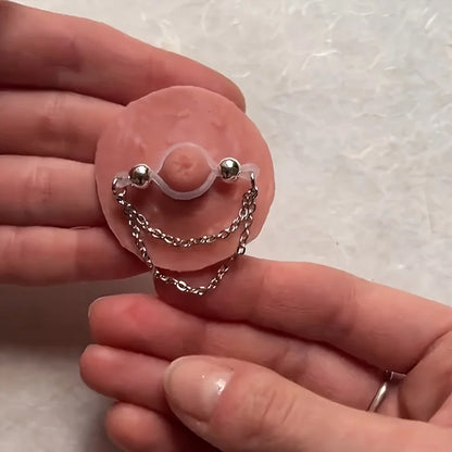 Adjustable Fake Nipple Rings - No-Pierce Acrylic Body Jewelry with Sparkling Accents for Parties & Events