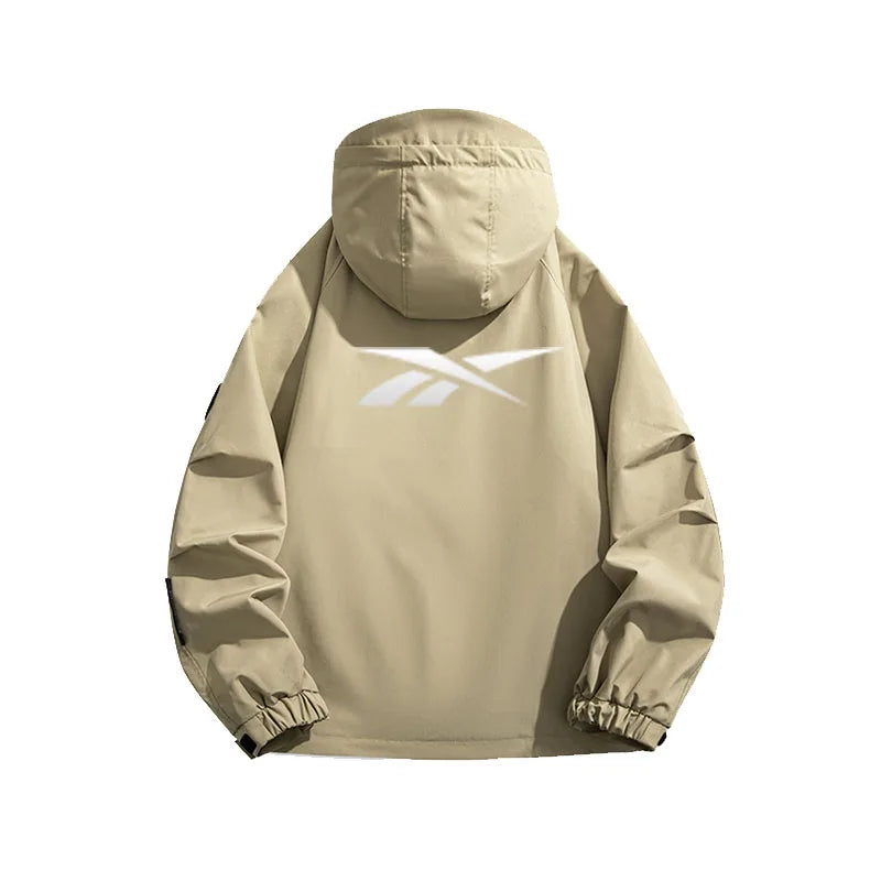 Reebok Logo 2026 Men's Windproof Waterproof Jacket - Spring-Autumn Casual Multi-Pocket Loose Fit