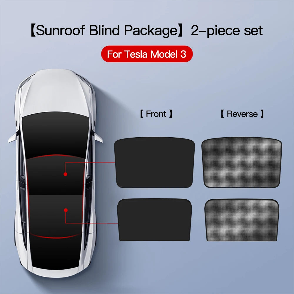 YZ Sun Visor Upgrade for Tesla Model 3 & Y Highland 2021-2024 – Ice Cloth Buckle Sunshade for Glass Roof & Skylight