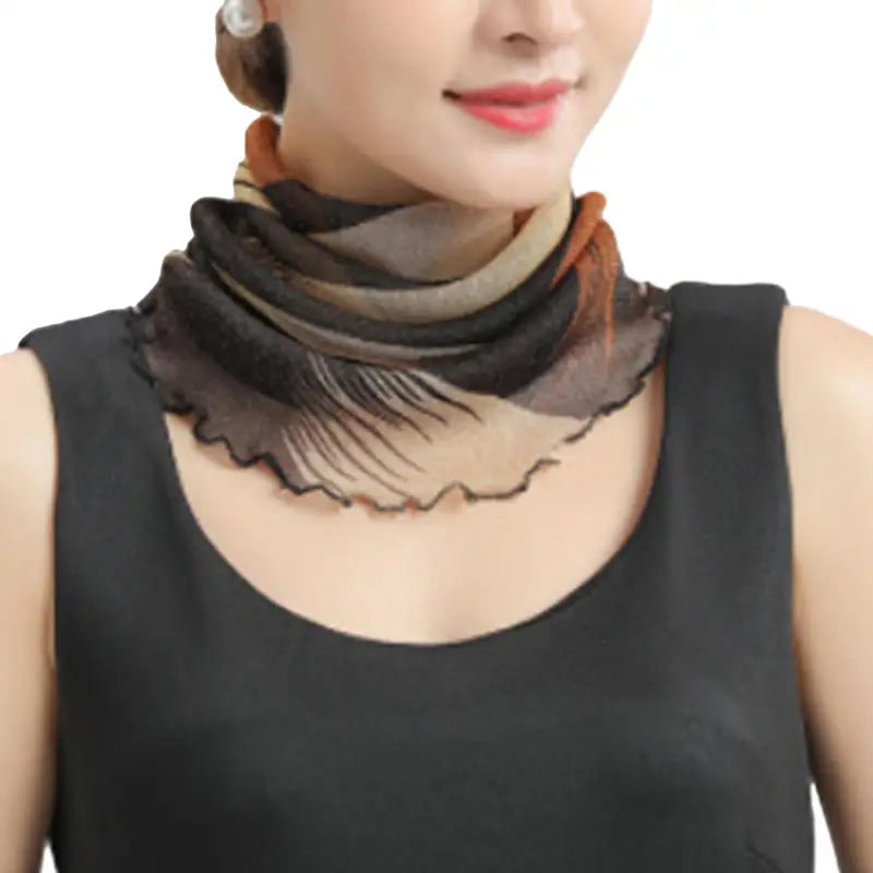 Spring Summer Chiffon Neck Scarf – Lightweight Multi-Function Anti-UV Sunscreen Face & Head Cover for Women