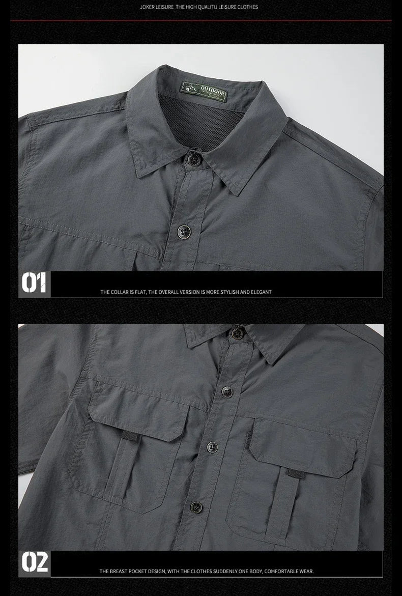 Men's Lightweight Tactical Shirt – Breathable Long Sleeve Outdoor Work Shirt with Sun Protection