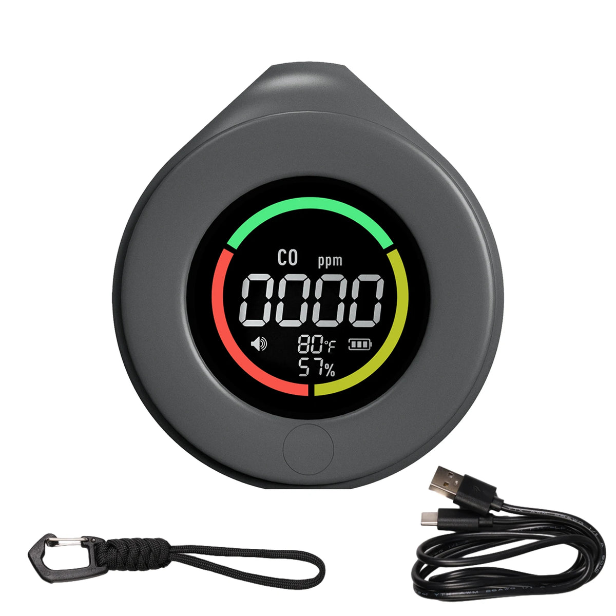 MOES Mini 3-in-1 Carbon Monoxide Detector - Portable CO, Temperature & Humidity Monitor with Magnetic Mount and Rechargeable Battery
