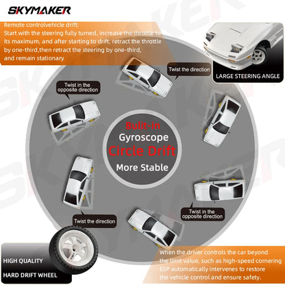 1:18 Skymaker AE86 & RX-7 FC RC Drift Cars with 2.4G Remote, ESP Gyroscope & LED Lights – Mini Racing Toy Cars