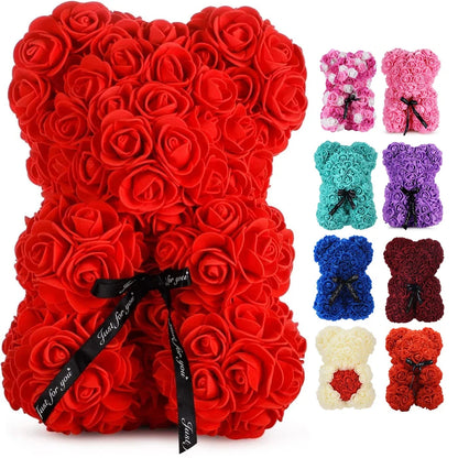 25cm Eternal Rose Teddy Bear – Artificial Flower Gift for Mom, Mother’s Day, Birthday, Valentine’s & Anniversary