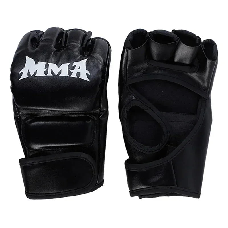 Half-Finger Boxing Training Gloves - Leather Padded Sanda, UFC & Heavy Bag Training Gloves