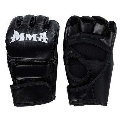 Half-Finger Boxing Training Gloves - Leather Padded Sanda, UFC & Heavy Bag Training Gloves