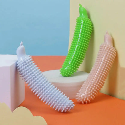 Cucumber-Shaped Dog Chew Toy - Bite-Resistant TPE Molar Stick for Teeth Cleaning & Grinding