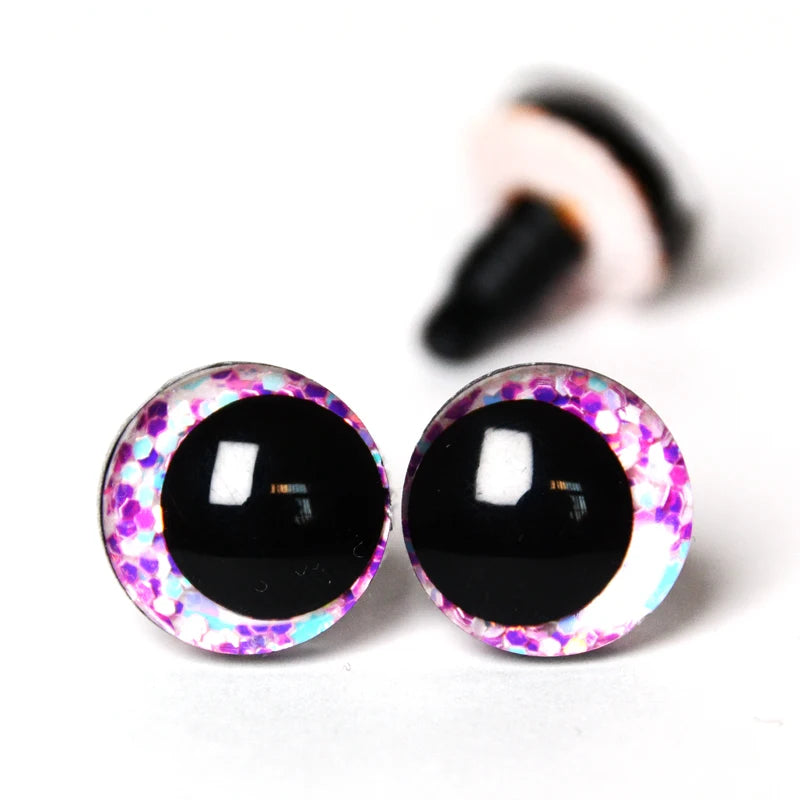 20pcs 3D Cartoon Glitter Doll Safety Eyes – Strange Eyes with Hard Washer, 16mm-30mm for Toys