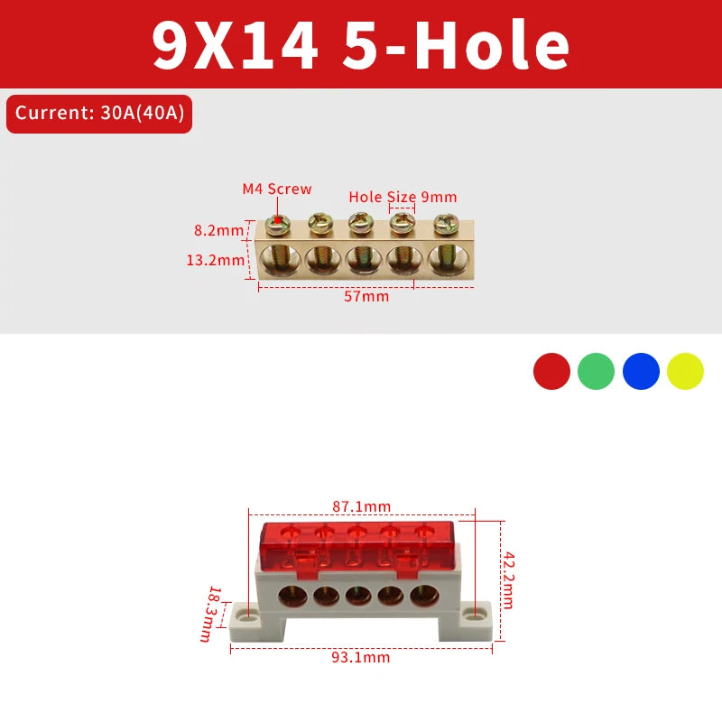 Brass Terminal Block A10 Multi-Hole (3–15 Way) – Neutral Power Distribution Terminal Strip for Electrical Cabinets & Panels