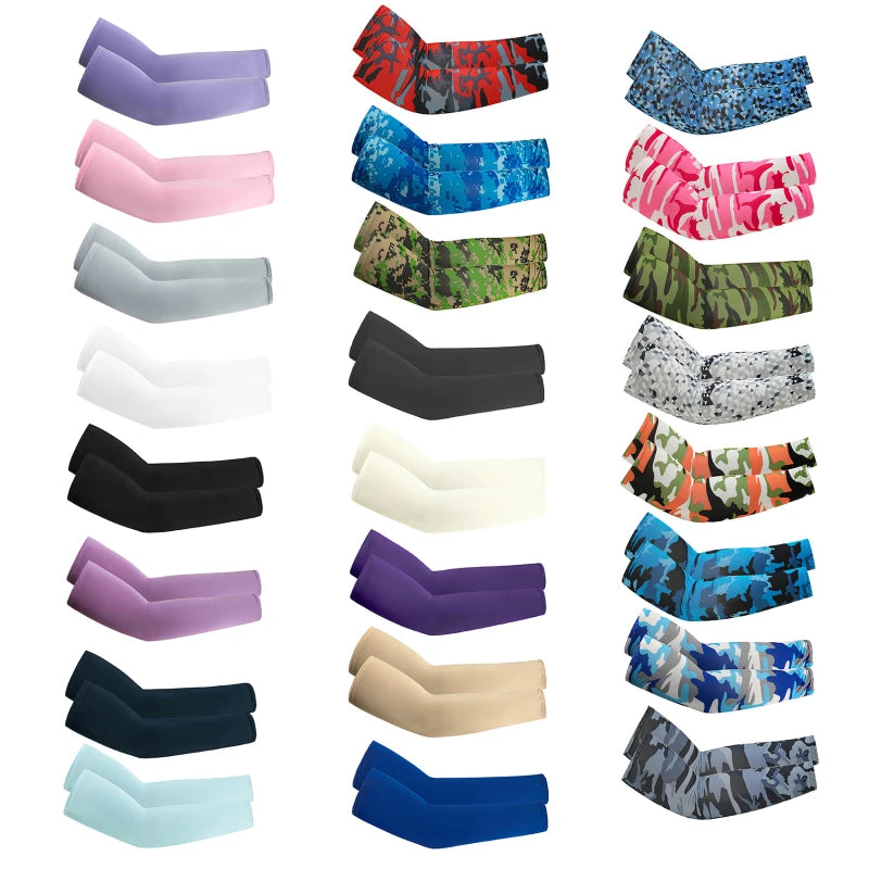 1 Pair Arm Sleeves – Summer UV Protection, Ice Cool for Cycling, Running, Fishing, Climbing, Driving, Arm Warmers for Men & Women