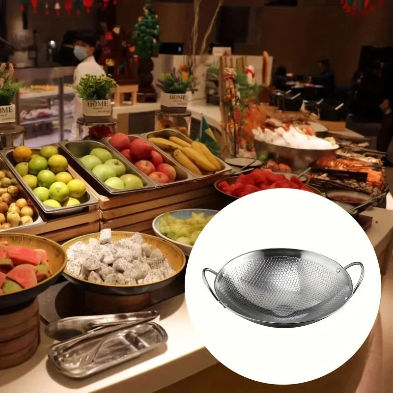 29cm/11inch Stainless Steel Honeycomb Skillet | Non-Stick, Scratch-Resistant Cooking Pan for Pasta, Steak, Porridge, Ramen