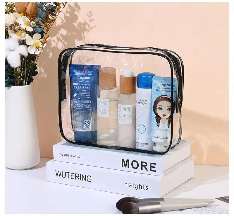3-Size Transparent Toiletry Bags – Large Capacity Travel Organizer Stroller Bag for Makeup, Cosmetics & Multifunctional Storage