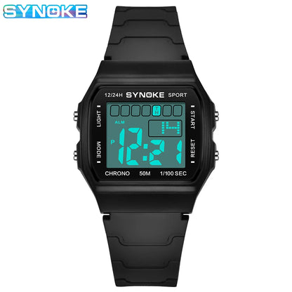 SYNOKE Unisex LED Digital Sports Watch - Waterproof Luminous Electronic Wristwatch for Kids & Adults