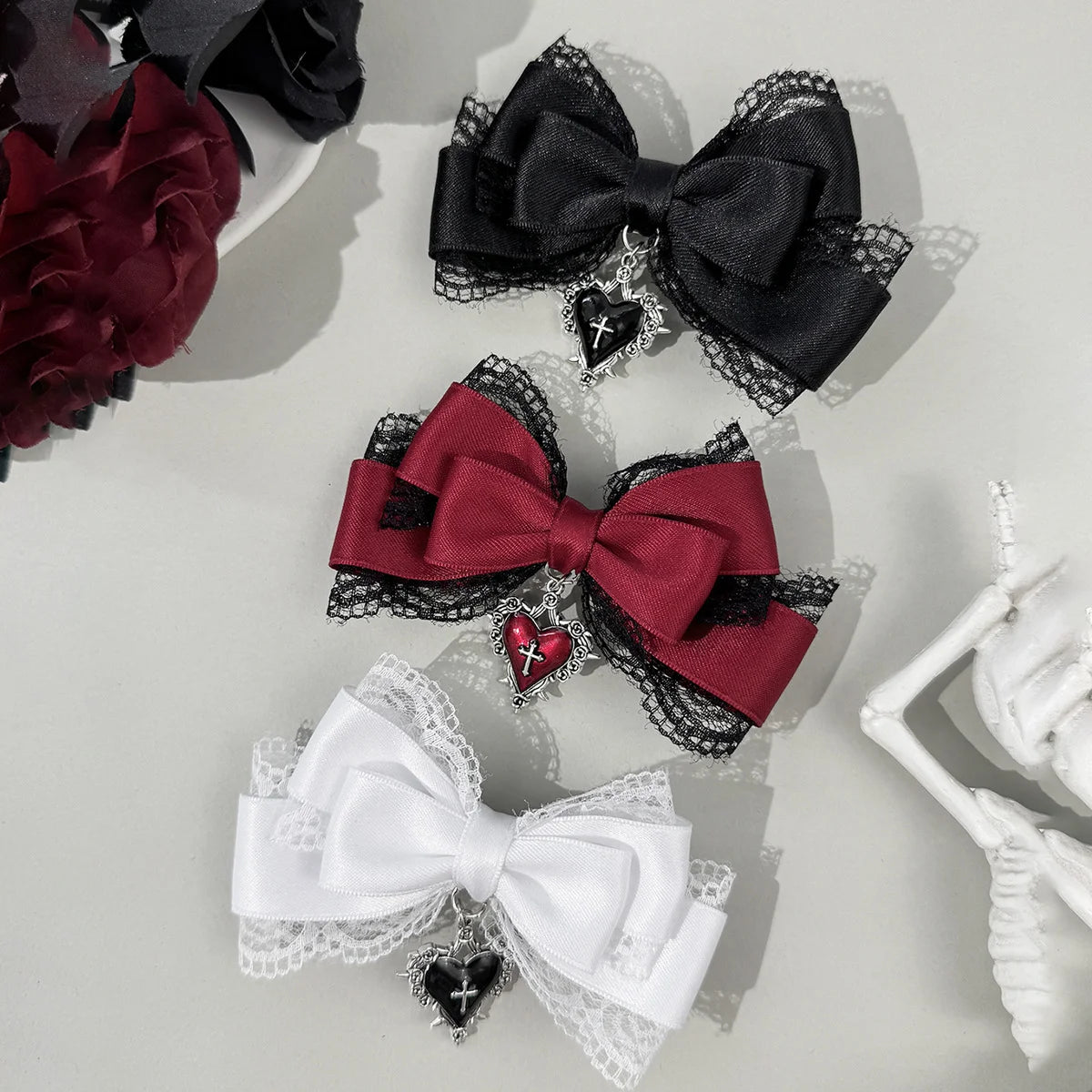 Gothic Lolita Bow Hair Clip - Black Ribbon Fashion Hair Accessory for Girls