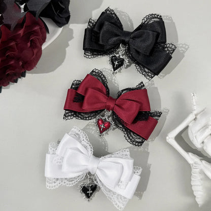 Gothic Lolita Bow Hair Clip - Black Ribbon Fashion Hair Accessory for Girls