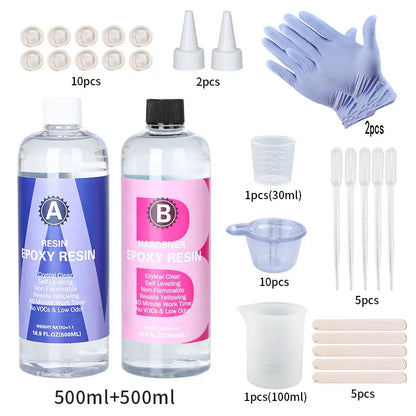 1:1 Crystal Clear Epoxy Resin Kit - High Gloss Bubble Free Art Resin for DIY Casting Coating & Jewelry Making