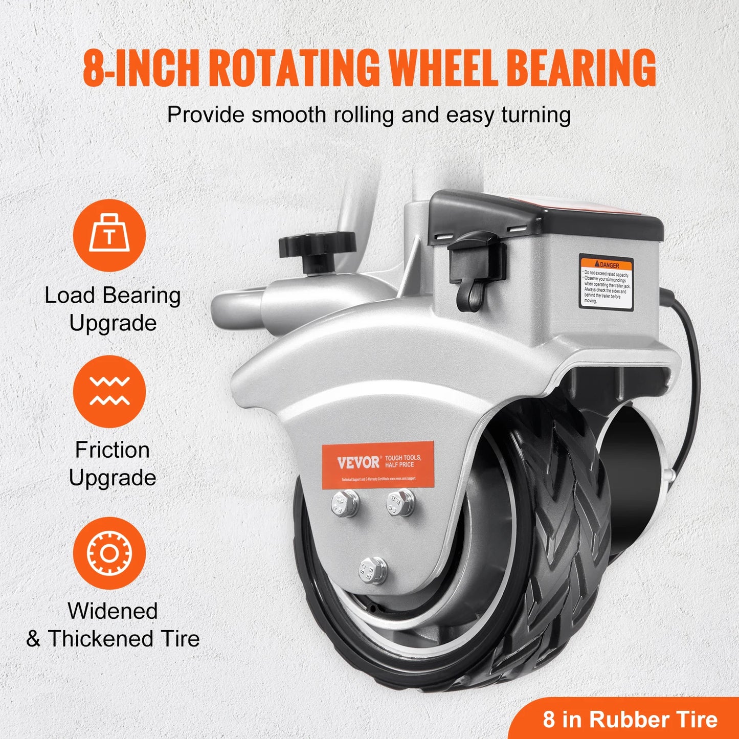 VEVOR 5000lbs Electric Trailer Dolly – 12V Jockey Wheel with 22 ft/min Speed & Adjustable Height for Caravan & Boat Moving