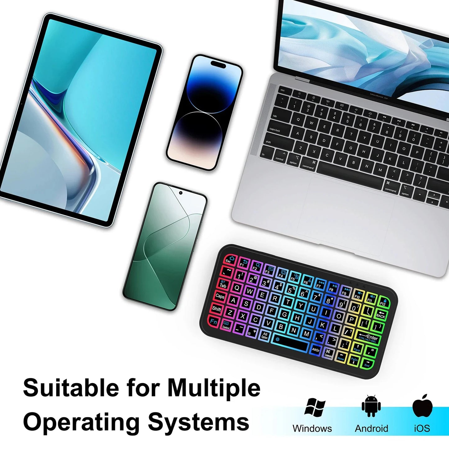 Mini Wireless Bluetooth 5.2 Keyboard – 5-Inch English Backlit Rechargeable Keyboard for PC & Android TV Box