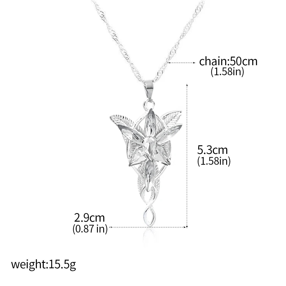 Lord of the Rings Arwen Evenstar Necklace – Elf Princess Crystal Pendant Choker Jewelry Gift for Women