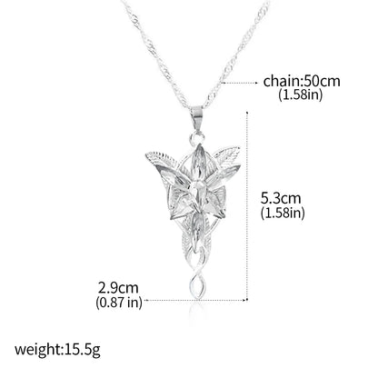 Lord of the Rings Arwen Evenstar Necklace – Elf Princess Crystal Pendant Choker Jewelry Gift for Women