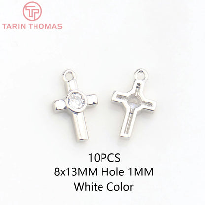 24K Champagne Gold Cross Charms - Small Brass DIY Jewelry Pendants & Craft Accessories