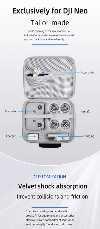 Carrying Case for DJI NEO Drone – Hard PU Waterproof Travel Case for Fly More Combo & Accessories