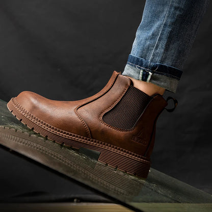 Waterproof Safety Work Shoes for Men – Steel Toe Leather Boots, Indestructible Construction Footwear in Brown