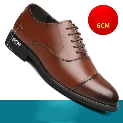 Men's Elevator Dress Shoes - 6CM Heightening Leather Business & Wedding Shoes Size 37-46